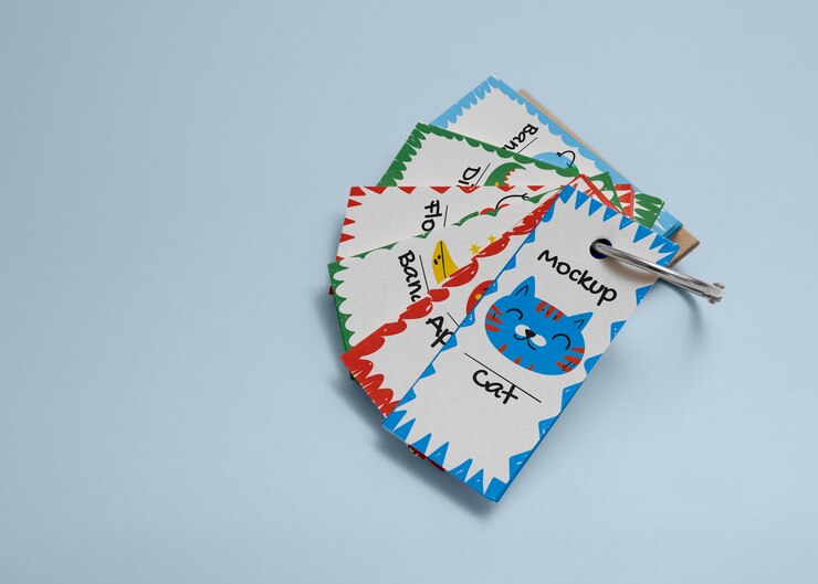 PSD flash cards mockup design