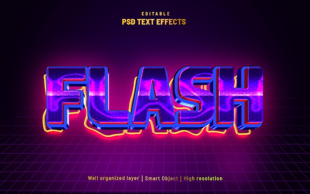 Flash light editable text effect 3d