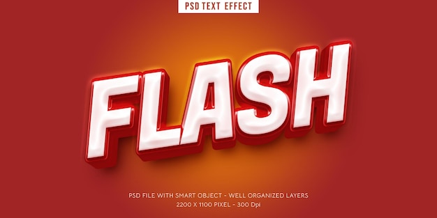 Flash met gewaagd bewerkbaar 3d-stijleffect