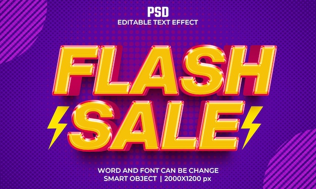 Флэш-распродажа 3d редактируемый текстовый эффект Premium Psd с фоном