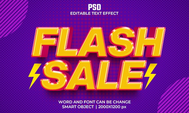 PSD flash sale 3d editable text effect premium psd with background