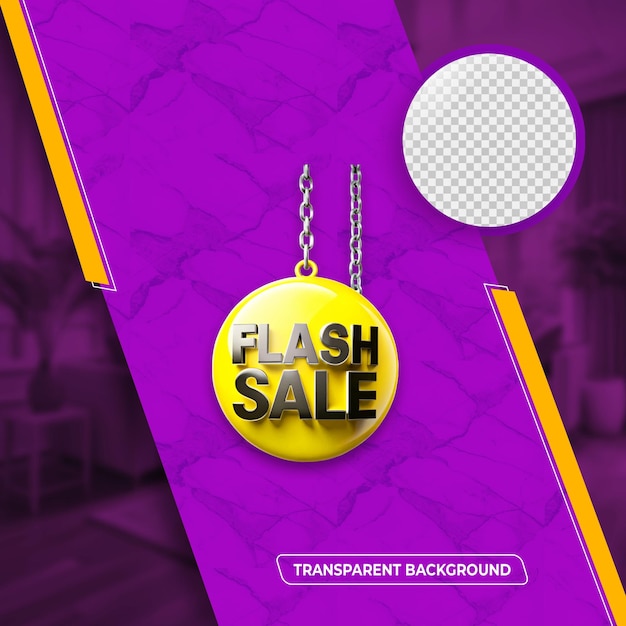 Flash sale 3d png izolowany na przezroczystym tle