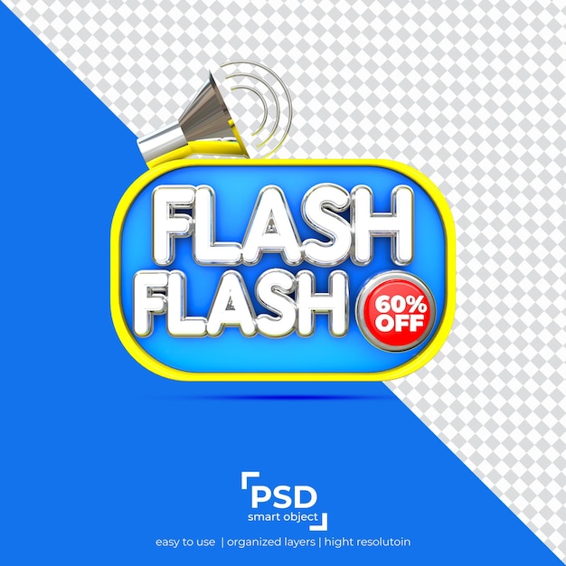 PSD vendita flash 60 per cento 3d realistico sfondo colorato display del prodotto del podio