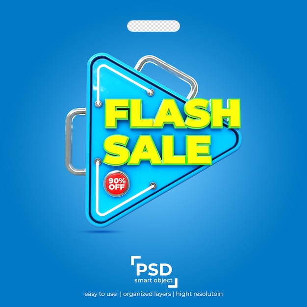 PSD flash sale 90 percent discount best 3d rendering front view on isolated background