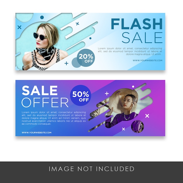 PSD flash sale banners with gradient