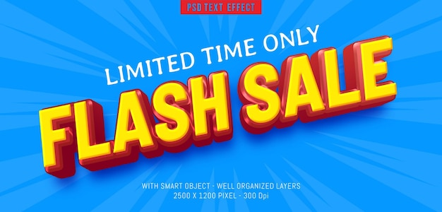 Flash sale discount banner template promotion with editable 3d style effect