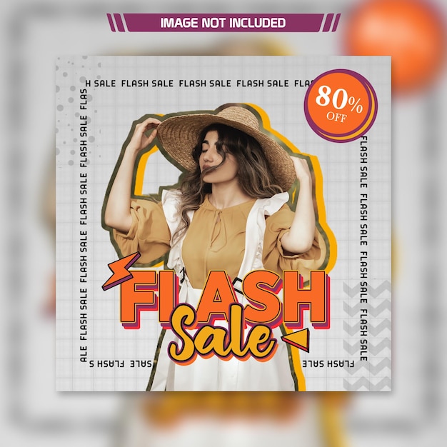 PSD flash sale fashion retro promotie social media instagram post banner sjabloon