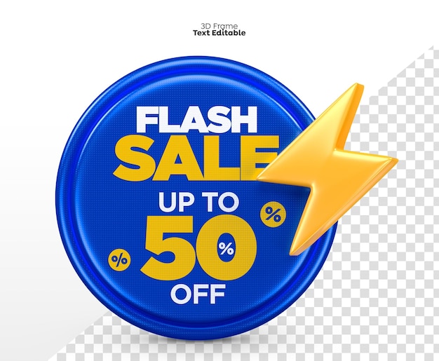 Flash Sale Frame 3d Render Na Białym Tle