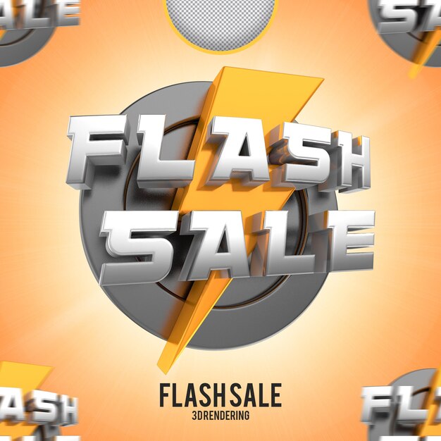 PSD flash sale goud 3d-rendering