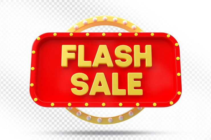 PSD flash sale label 3d illustration