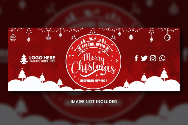 Flash sale merry christmas facebook cover banner template