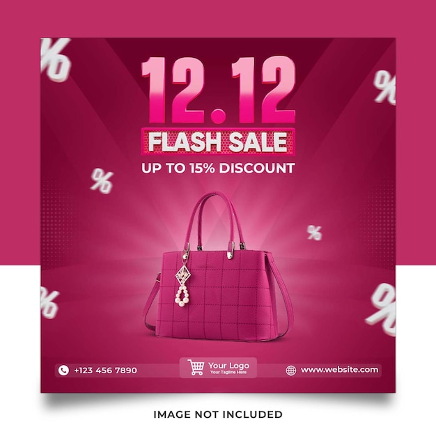 Flash Sale Pink Hand Bag Social Media Post Template