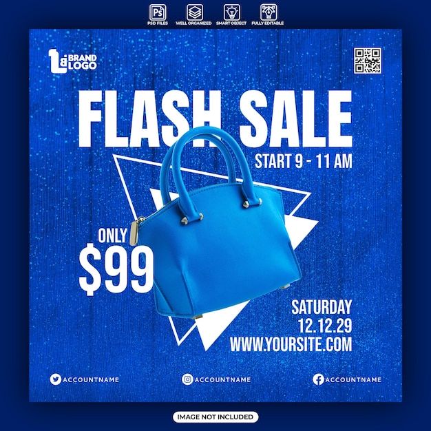 PSD flash sale poster or social media feed template