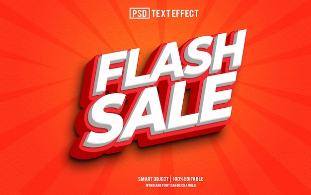 Vendita flash effetto testo font tipografia modificabile testo 3d