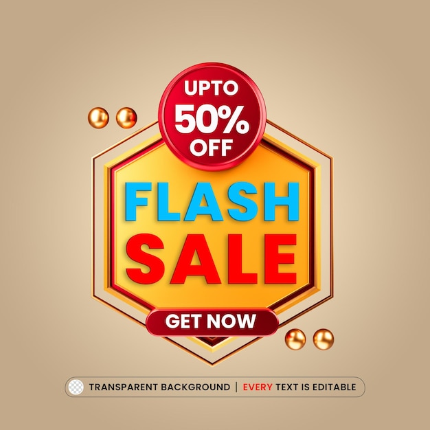 flash sale upto 50 off with editable text