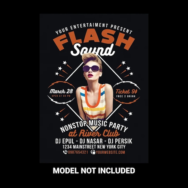 PSD flash sound disco music party flyer