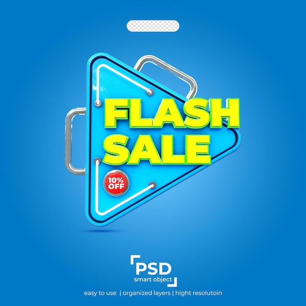 Flash-verkoop 10 procent korting beste 3D-rendering vooraanzicht op geïsoleerde achtergrond