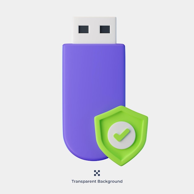 PSD flashdisk protection 3d icon illustration