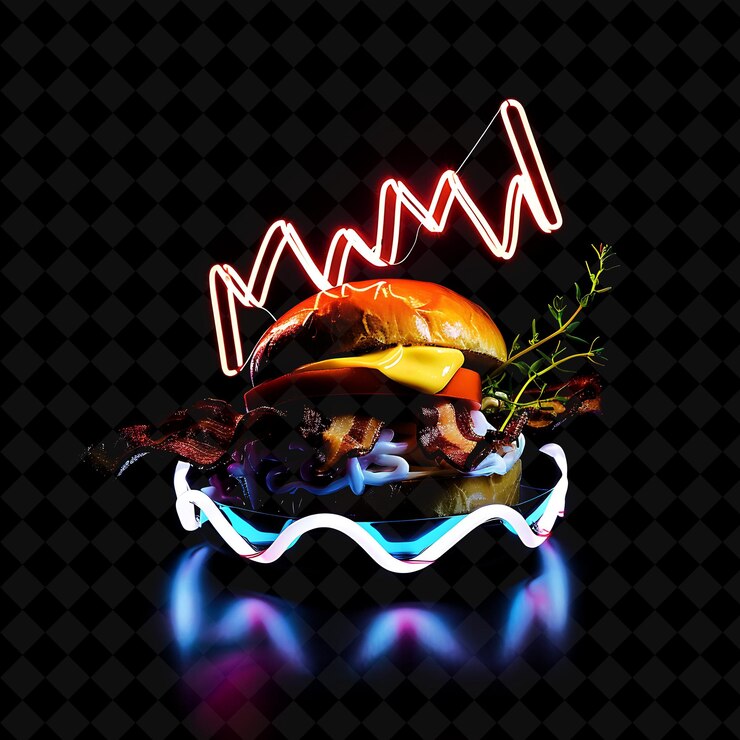 PSD flashing neon chevrons kentucky hot brown in a horse inspire png neon food decor y2k collection