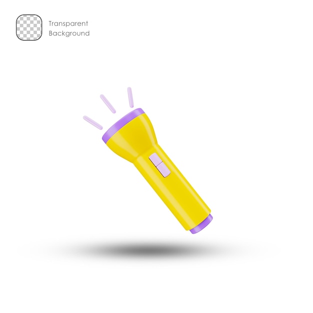 Flashlight 3d icon and symbol in white background. Torch Light Modern and minimalistic design.