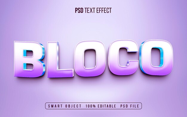 Flat 3d bloco metalic text effect