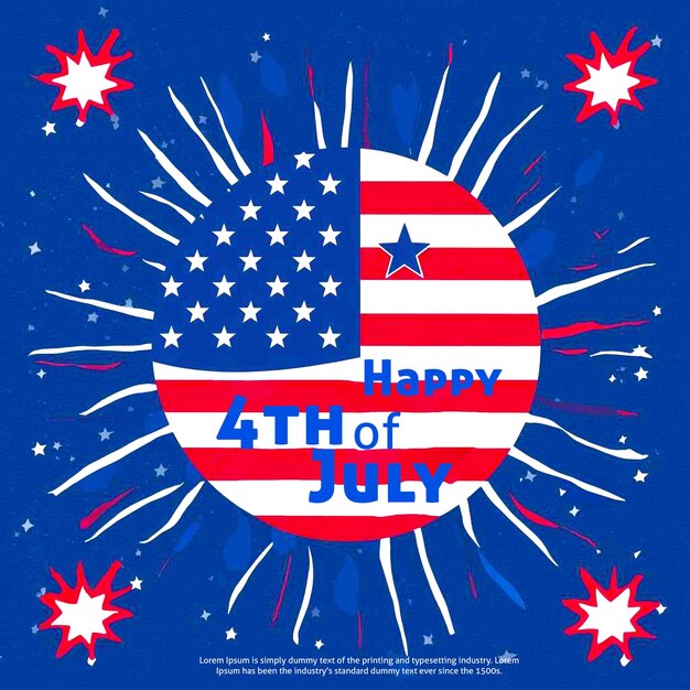 PSD flat 4th of july independence day design