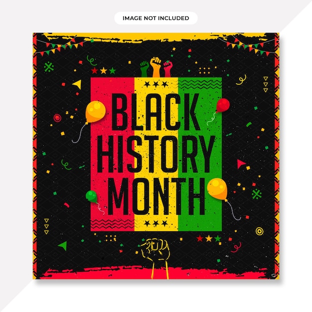 PSD banner orizzontale del mese della storia nera piatta. sfondo del mese della storia nera o afroamericano