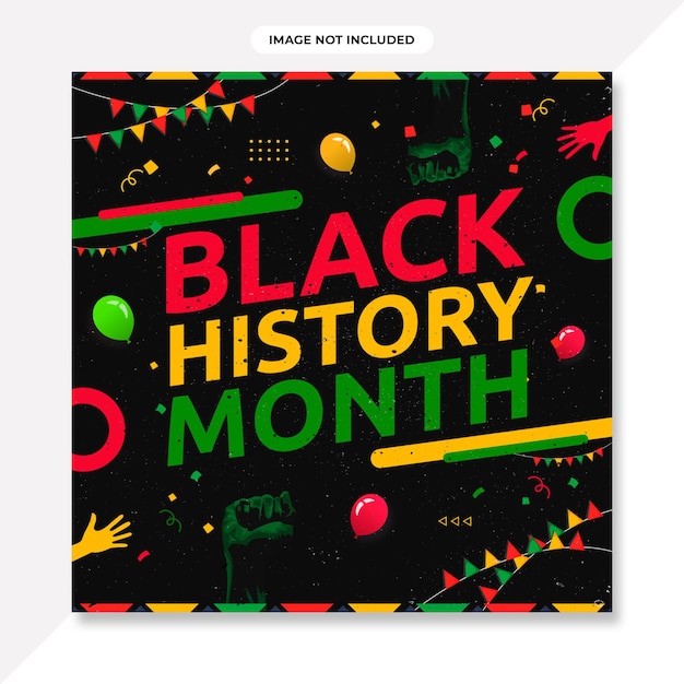 PSD flat black history month horizontal banner.black history month background or african american