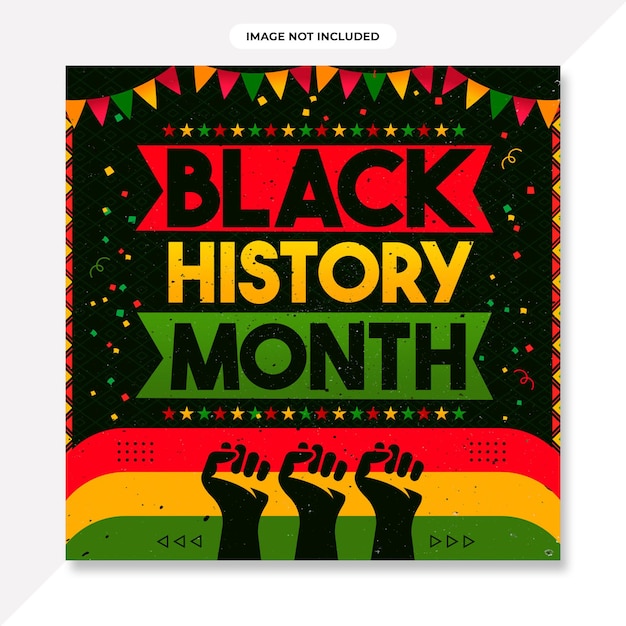 PSD flat black history month horizontal banner.black history month background or african american