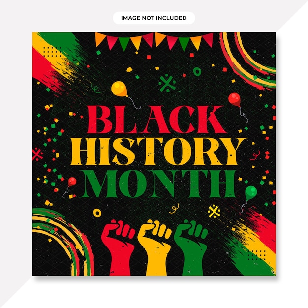 PSD flat black history month horizontal banner.black history month background or african american