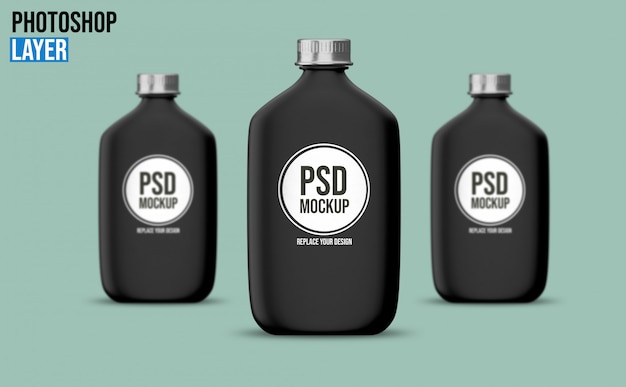 Flat bottle mockup design