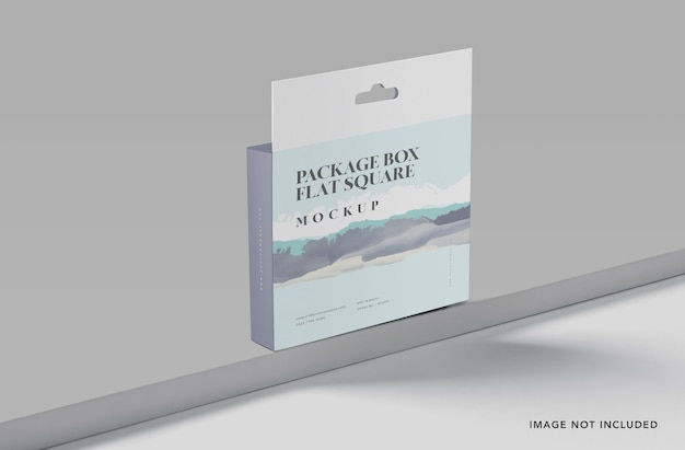 Flat cardboard square medicine packing box mockup