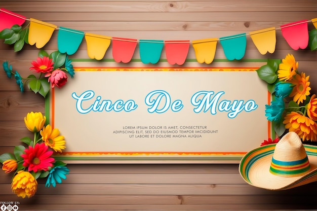 PSD flat cinco de mayo poster template