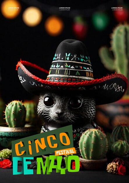 PSD flat cinco de mayo vertical poster template