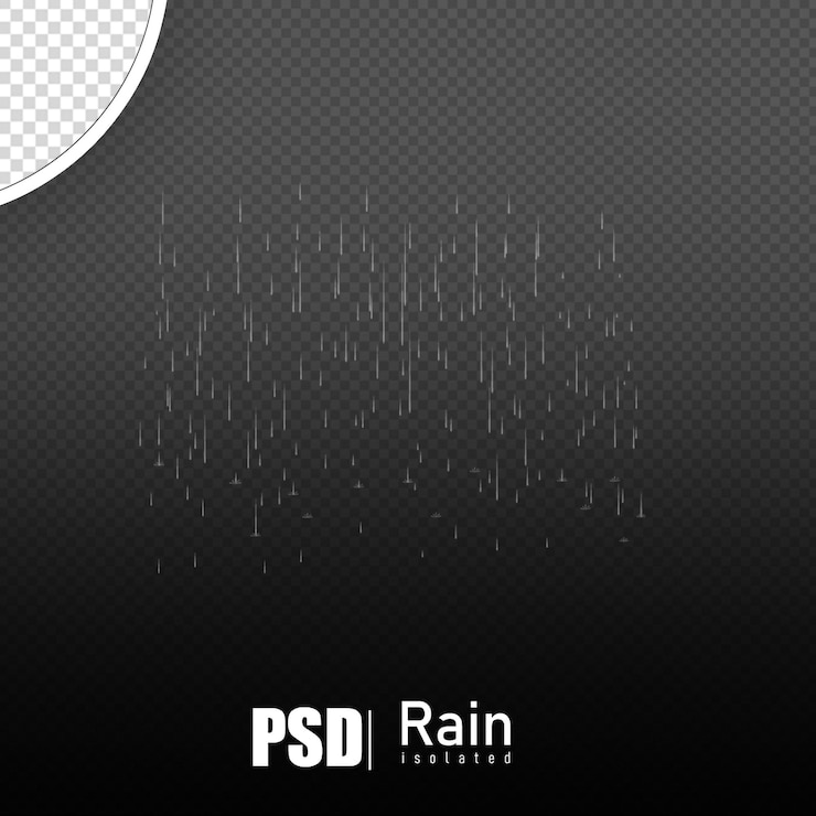 PSD flat cloud with rain falling without background