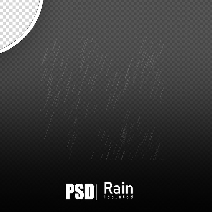 PSD flat cloud with rain falling without background
