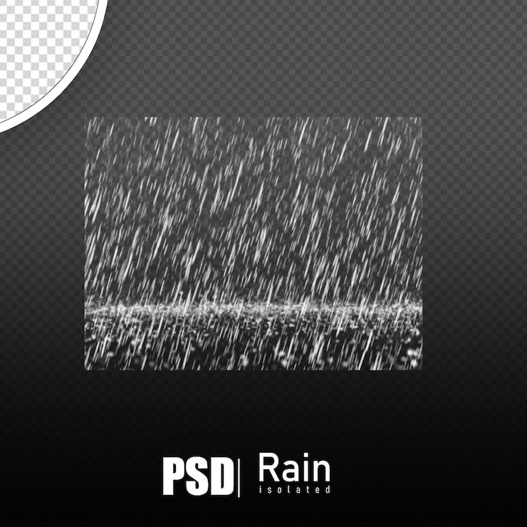 PSD flat cloud with rain falling without background