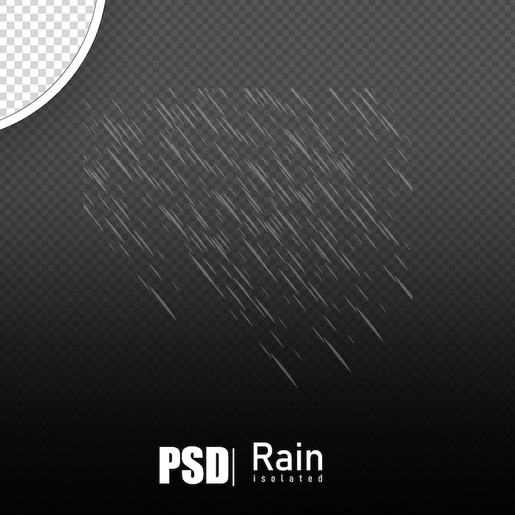 PSD flat cloud with rain falling without background