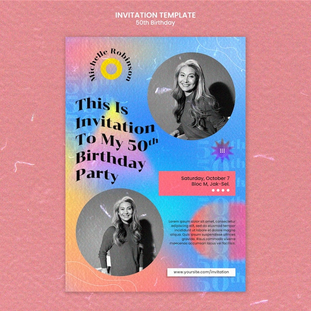 Flat design 50th birthday template