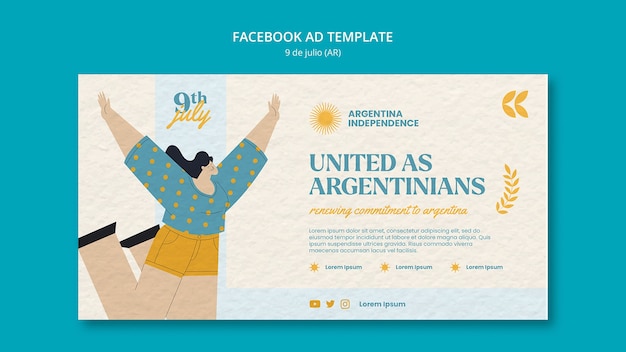 평면 디자인 7월 9일 페이스북 템플릿