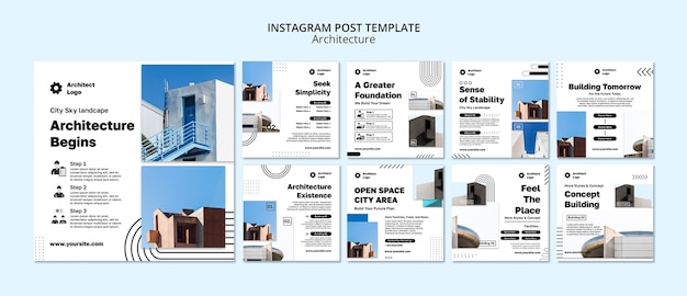 PSD flat design architecture template