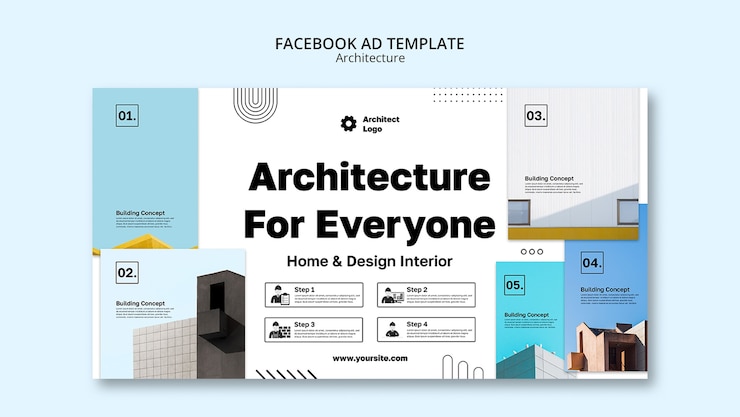 PSD เทมเพลตสถาปัตยกรรมแบบ flat design