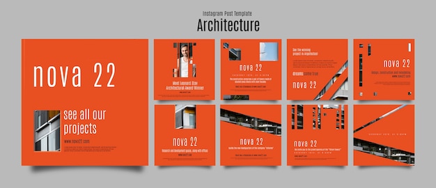 PSD modello di architettura dal design piatto