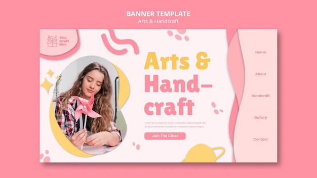 PSD design piatto del modello di banner di arte e artigianato