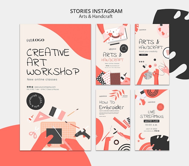 flat design arts and handcraft template