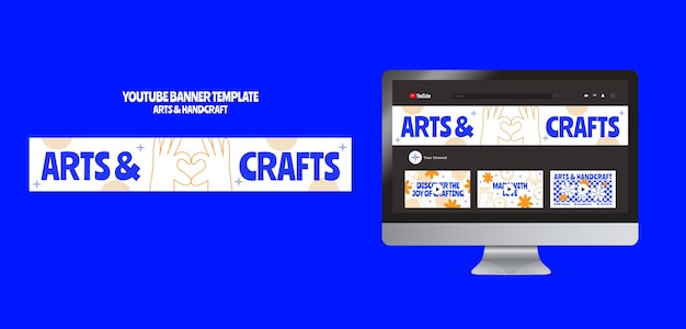 PSD flat design arts and handcraft youtube banner