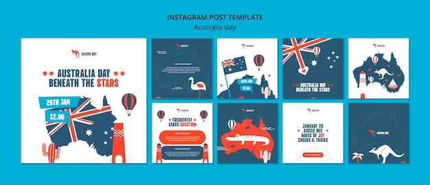 Flat design australia dag instagram berichten