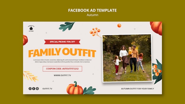 Flat design autumn facebook ad template