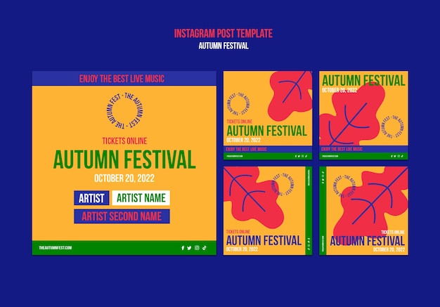 PSD flat design autumn festival template