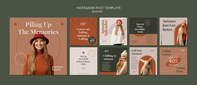 Flat design autumn sale template